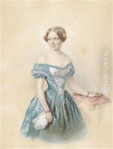 Bildnis Einer Jungen Frau In Blauem Kleid by Johann Horrak