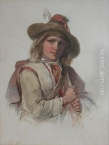 Peasant Lad Of The Campagna; Italian Lady With An Urn by Johann Horrak