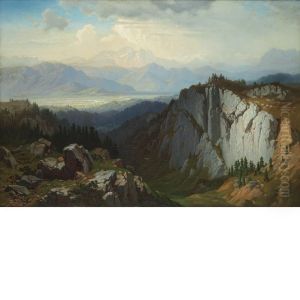 Expansive Alpine Landscape by Gustav August Horst