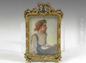 Portrait Of A Girl, Half Length, Seated On A Wall Portrait Of A Girl, Half Length, Seated On A Wall