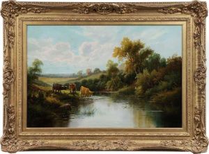 Highland Cattle At A River by Etty Horton