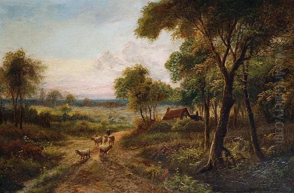 A Shepherd And His Flock On A Countrylane - view 1