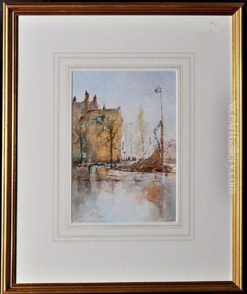 Sailing Barge On A Dutch Canal - view 1