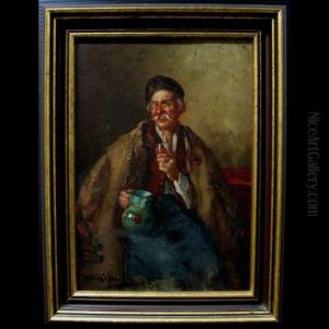 Old Hungarian Enjoying A Drink