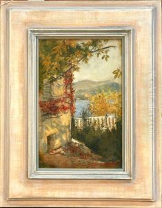View Across A Lake From Aterraced Garden by Joseph Eugen Horwarter