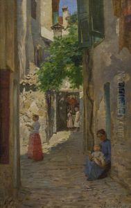 Altstadtszene. by Joseph Eugen Horwarter