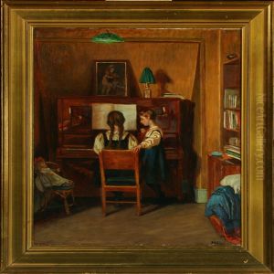 Interior With Girls And Dolls by Marianne Host