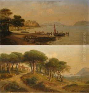 Villa Et Pins-pecheurs Au Rivage by Edouard Jean Marie Hostein