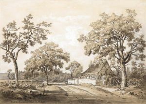 Route Passant Devant Une Chaumiere by Edouard Jean Marie Hostein