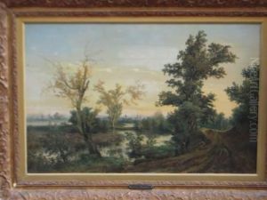 Paysage Aux Voyageurs Pres De La Riviere by Edouard Jean Marie Hostein
