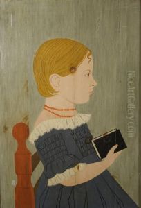 Portrait Of A Girl With Book by Thomas Hiram Hotchkiss
