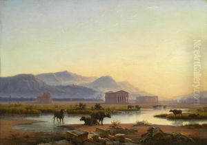 Landscape On The Campagna With Water Buffalo