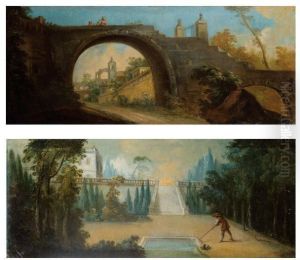 Arcade Au Dessus D'une Ruelle Animee De Personnages Scene De Jardinage Deux Huiles Sur Toile Arcade Au Dessus D'une Ruelle Animee De Personnages Scene De Jardinage Deux Huiles Sur Toile