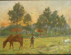 Personnage Et Animaux Dans La Prairie