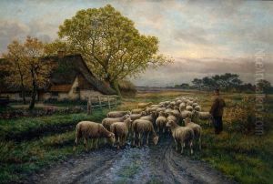 Schapenkudde Voor De Hoeve by Henri Houben