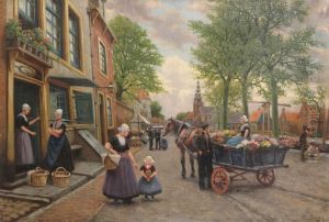 Zeeland Village With Flower Saleswomen And Figures
