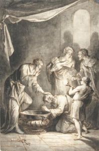 Saint Pierre Baptisant Un Disciple by Arnold Houbraken