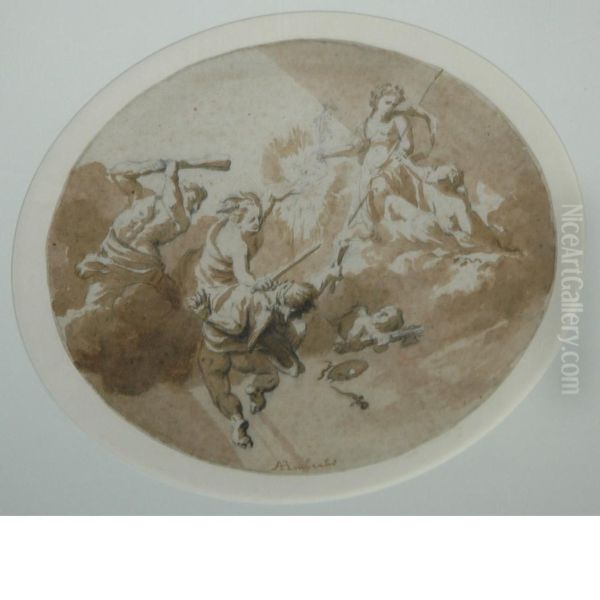 Allegory Of Virtue Overcoming Vice by Arnold Houbraken