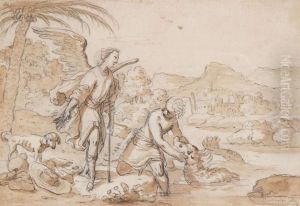 Oud-testamentische Scene by Arnold Houbraken