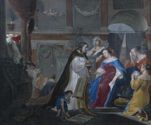 Hommage Au Roi Mausole Par Son Epouse, La Reine Artemise by Arnold Houbraken