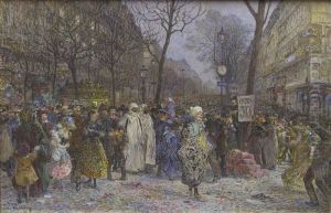 Carnaval Sur Les Grands Boulevards by Frederic Anatole Houbron