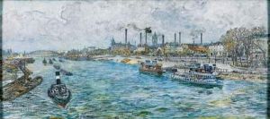 Vue Du Pont De Bercy A Paris by Frederic Anatole Houbron
