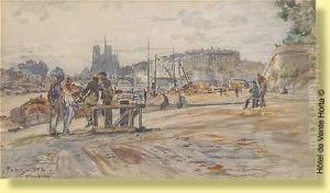 Quai A Paris En 1902 by Frederic Anatole Houbron