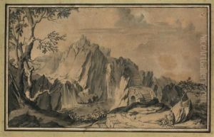 Paysage A La Cascade by Jean-Pierr Houel