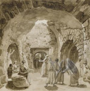 Femmes Dans Une Grotte Ouverte Vers Le Ciel by Jean-Pierr Houel