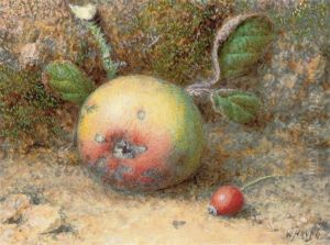 Still Life Of An Apple On A Mossy Bank by William Hough