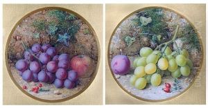Still Life Of Fruit On A Mossy Bank, And Another, A Pair