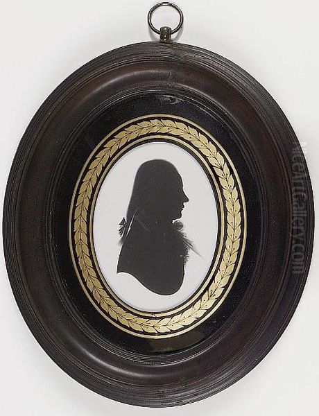 A Silhouette Of A Gentleman, Profile To The Right, Wearing Coat And Frilled Shirt With Tied Cravat, His Hair Worn - view 1