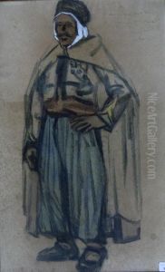Portrait De Marocain by Henri Hourtal