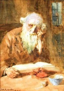 An Elderly Bearded Gentleman Reading A Book