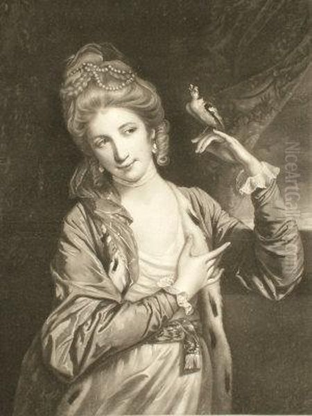 And Robert Sayer Fl.mid 18th Century- Portrait Of A Lady Holding Asmall Bird, Possibly Miss Harriet Powell As Leonora, After Sirjoshua Reynolds Ra, 1723-1792 - view 1