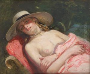 Jeune Femme Partiellement Denudee Au Soleil by Leon Houyoux