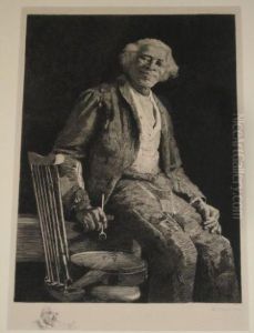 Gentleman With Banjo And Pipe. by Thomas Hovenden