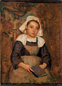 Portrait De Fillette E La Coiffe by Thomas Hovenden