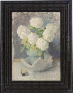 White Hydrangeas In A Pot