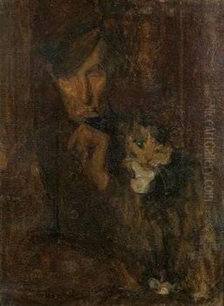 A Man With A Cat - view 1