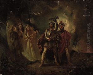 Macbeth And Banquo With The Three Witches by Howard, H.