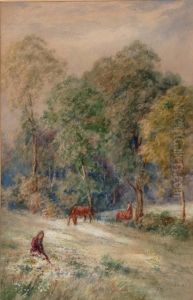 Girl Seated In A Wooded Meadow Girl Seated In A Wooded Meadow