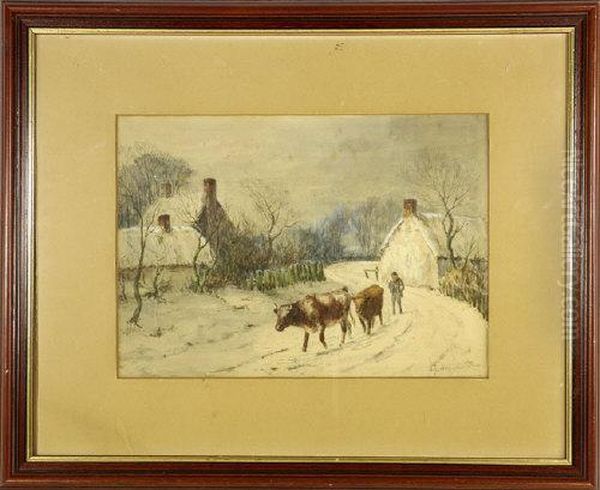 Driving Cattle In Winter - view 1