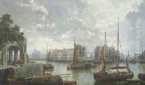 Barges On A Dutch Canal