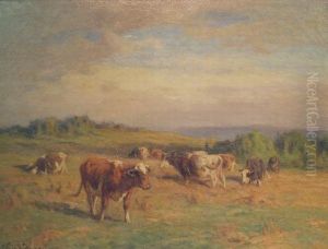 Cows In A Pasture by William Henry Howe