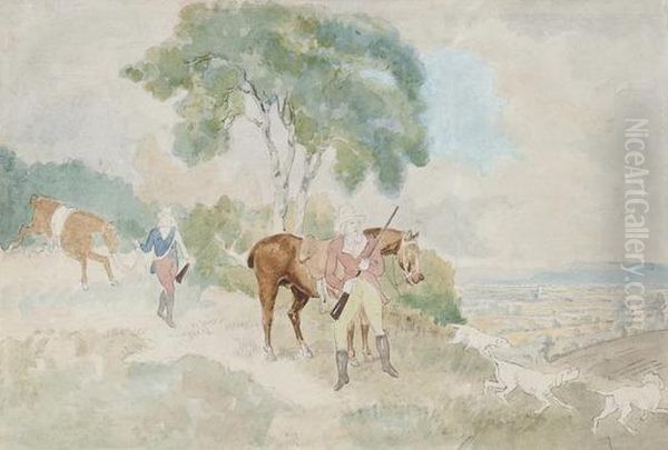 2 Hunters With Gun Dogs - view 1