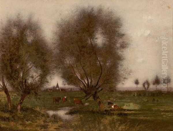Pastoral Landscape With Cows Resting - view 1