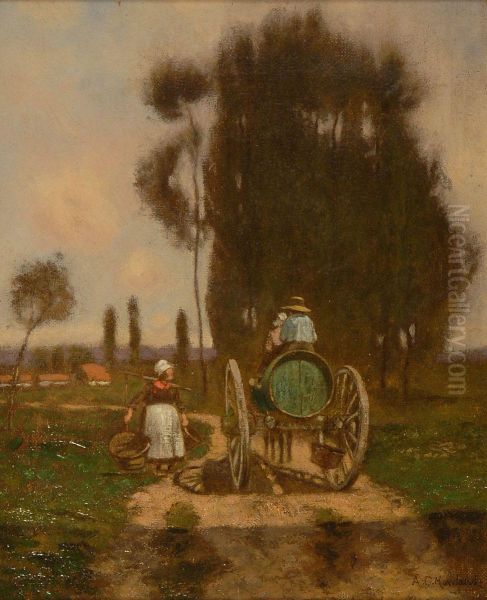 Workers On A Country Road - view 1