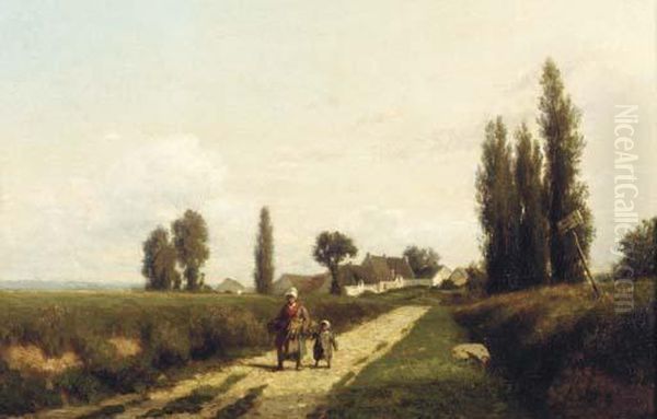 A Mother And Child On A Country Path - view 1