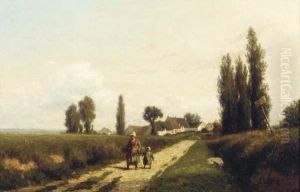 A Mother And Child On A Country Path by Alfred Cornelius Howland